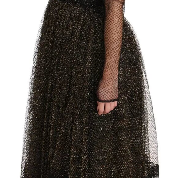 Dolce & Gabbana Black Gold Crystal Heart A-line Dress IT38 XS - Picture 4 of 10